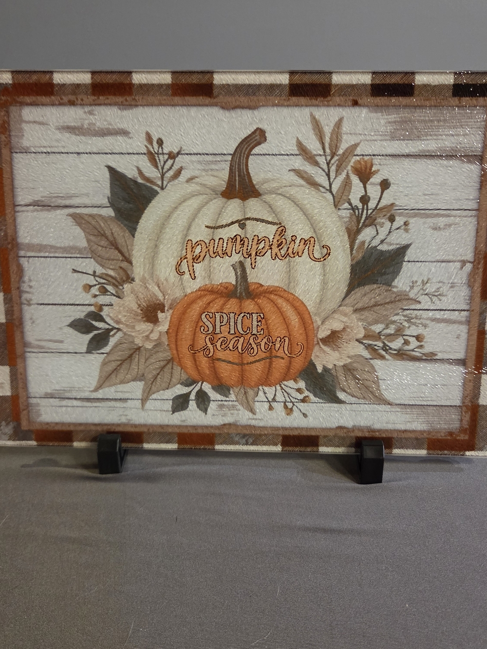 Pumpkin Spice Season Glass Cutting Board 8x11 Fall Farmhouse Decor